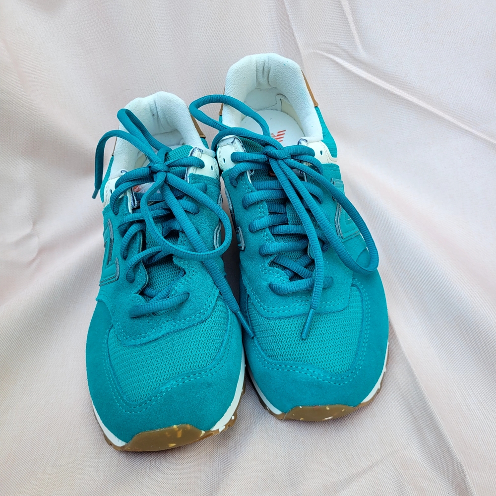 New Balance 574 Teal Athletic Shoes - Picture 11 of 11
